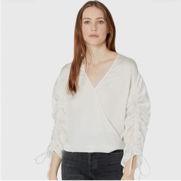 Allsaints Women's Preslie Silk Blouse in Chalk White Size 6 - Picture 1 of 6